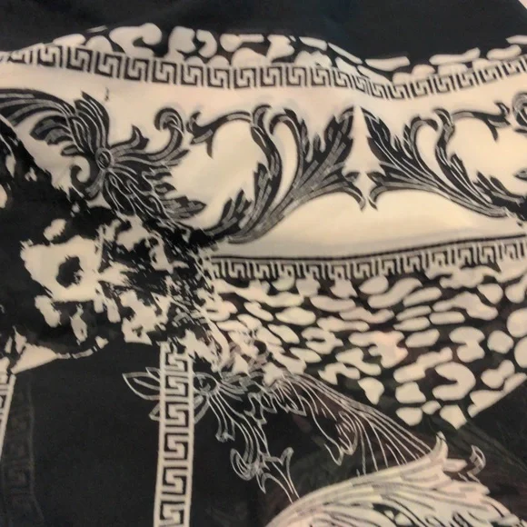 Black and Cream Kimono Summer Beach Cover/ Sz Large - Picture 9 of 11